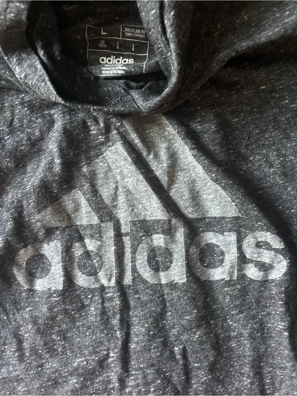 adidas Charcoal Gray Hooded Tee with Logo